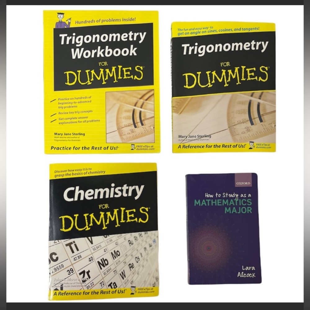STEM For Dummies Book Bundle Trigonometry Workbook Chemistry Math Major Guide